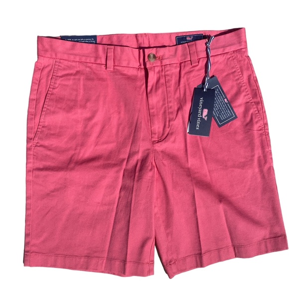 2 Pairs NWT Vineyard Vines 9” Stretch Breaker Short Size 33 - Pink & Stone Beige - Picture 8 of 10